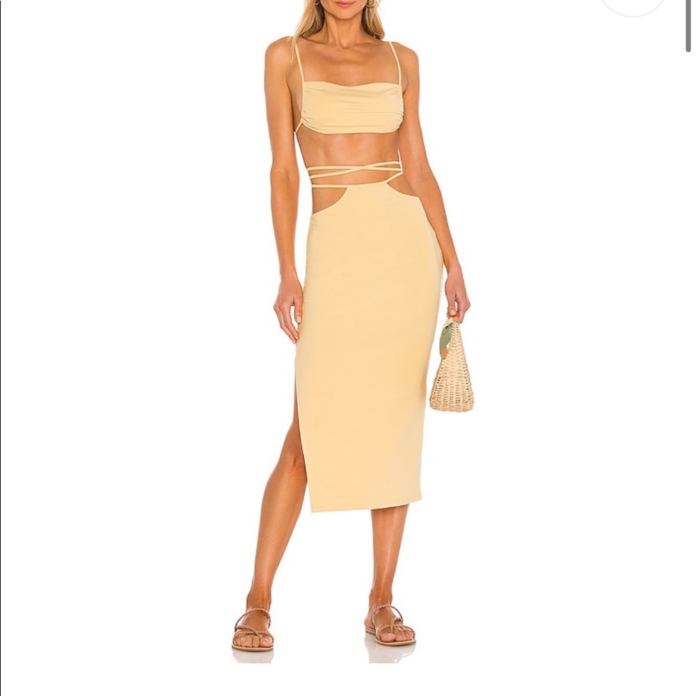 Cutout Midi Skirt  with wraparound waist ties with top included - Picture 2 of 4